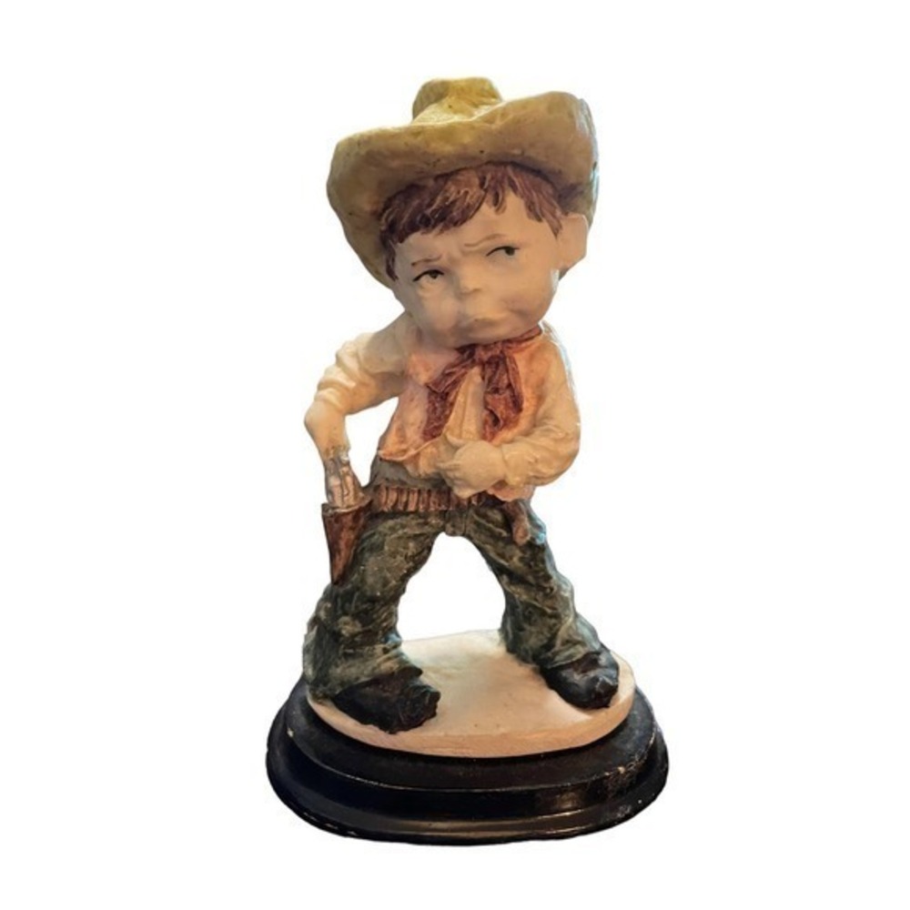 Vtg Young Cowboy Gunslinger Figurine 8" Western Decor